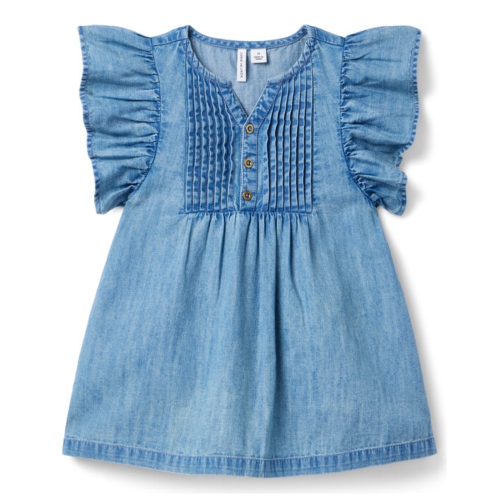 Janie & Jack | Chambray Flutter Sleeve Dress sz 6-12 M NWT